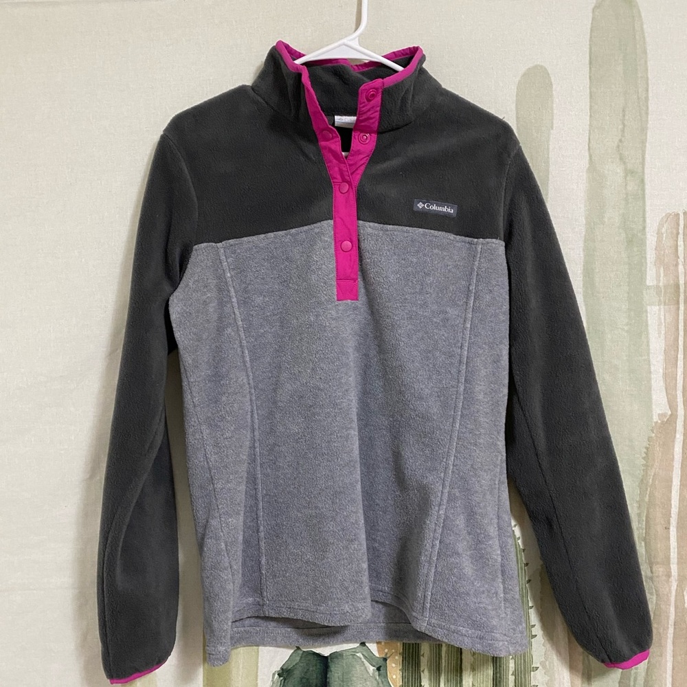 Columbia Grey Fleece Pullover Jacket